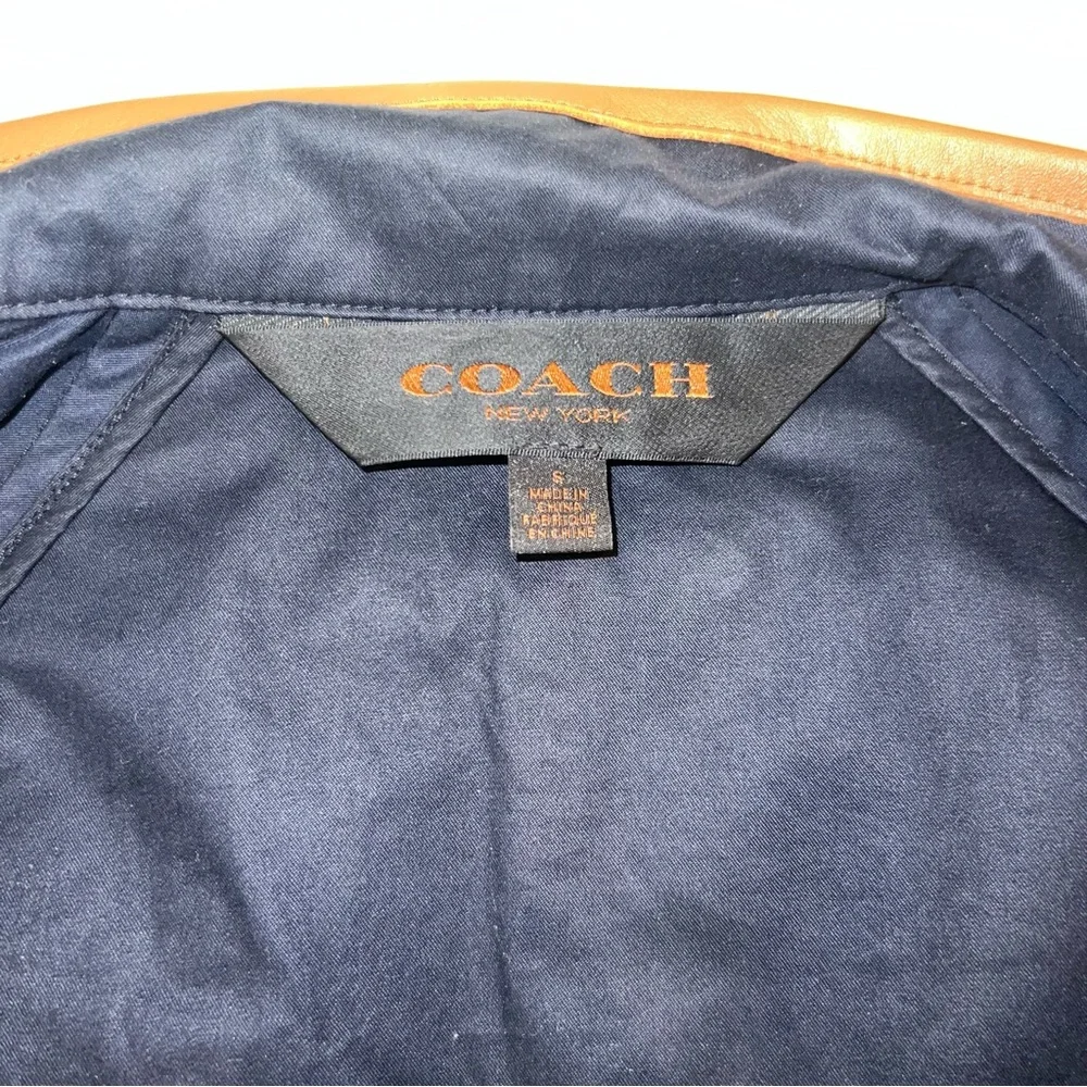 Coach New York Navy Rain Jacket with genuine leather trimming | women’s small - Picture 6 of 10